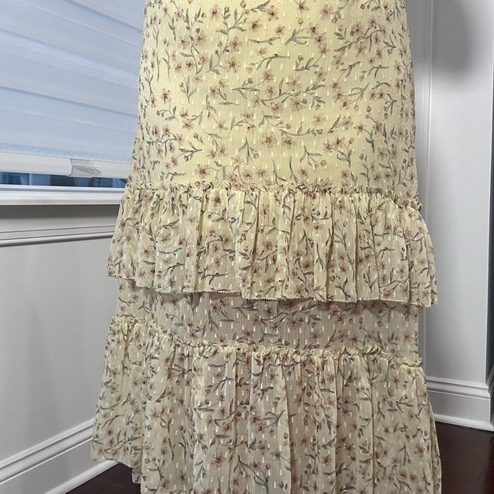 H&M FLORAL RUFFLE MIDI SKIRT